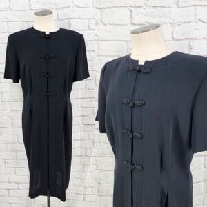 Vintage 90s Whimsigoth Witchy Dress Frog Closure Steampunk Flapper Chic 12 Large